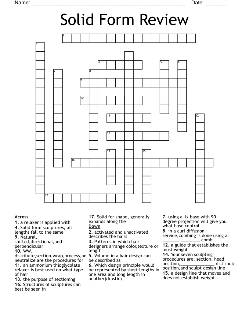 Solid Form Review Crossword