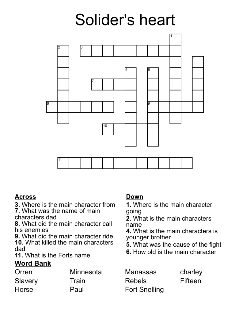 Solider's heart Crossword