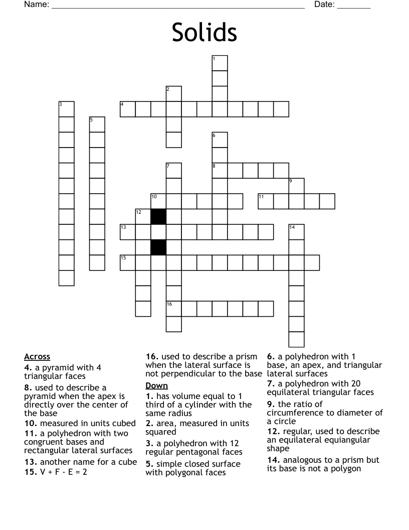Solids Crossword