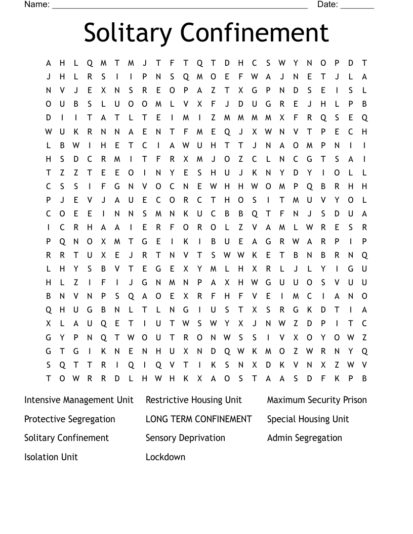 Solitary Confinement Word Search