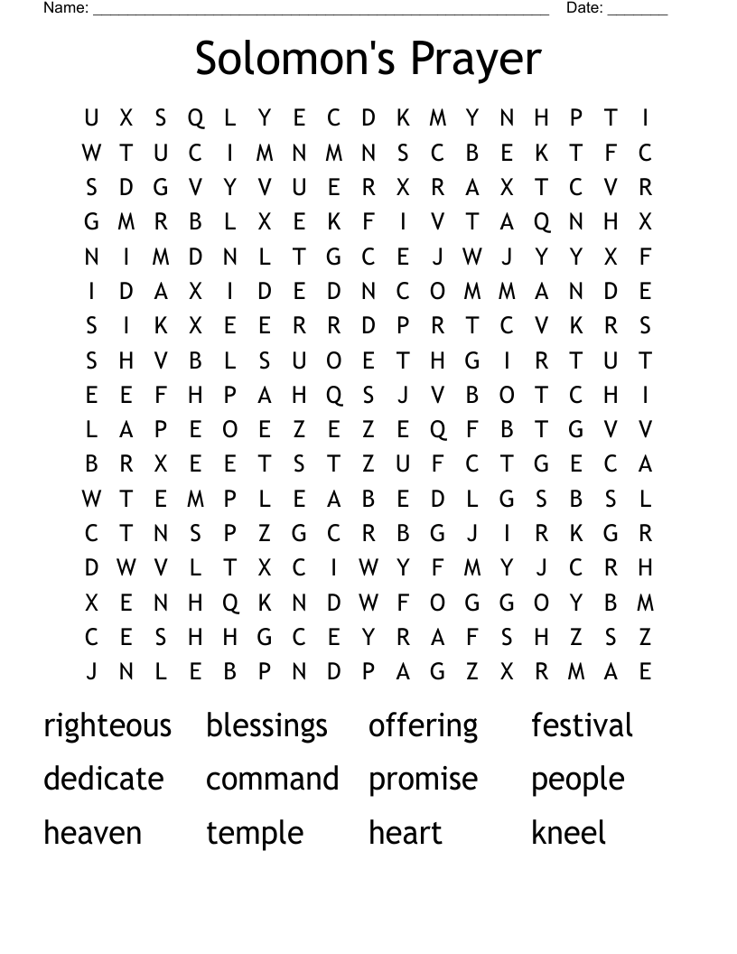 Solomon's Prayer Word Search