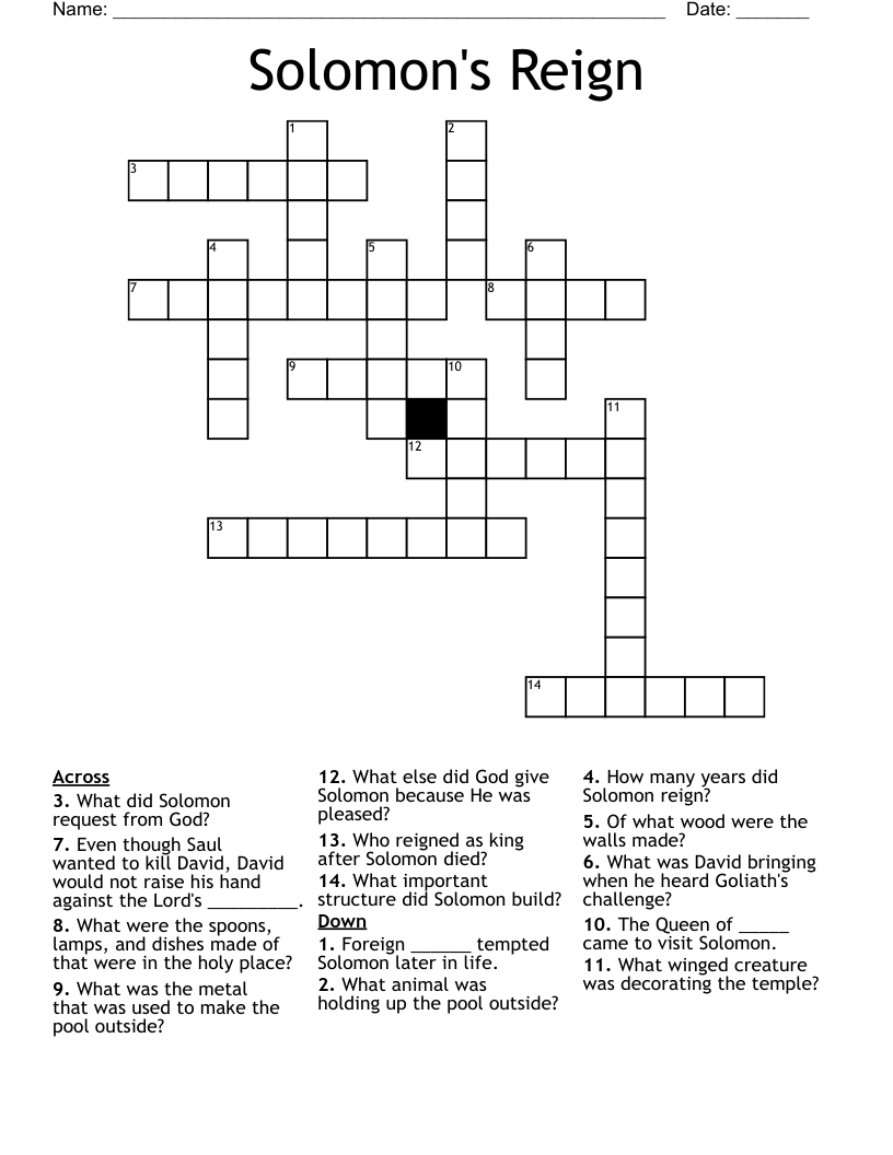 Solomon's Reign Crossword