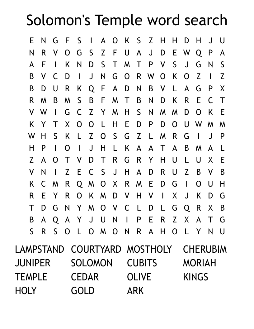 Solomon's Temple word search