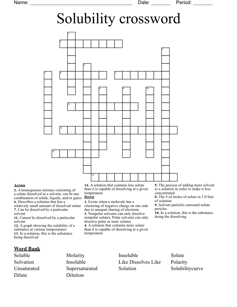 Solubility crossword 
