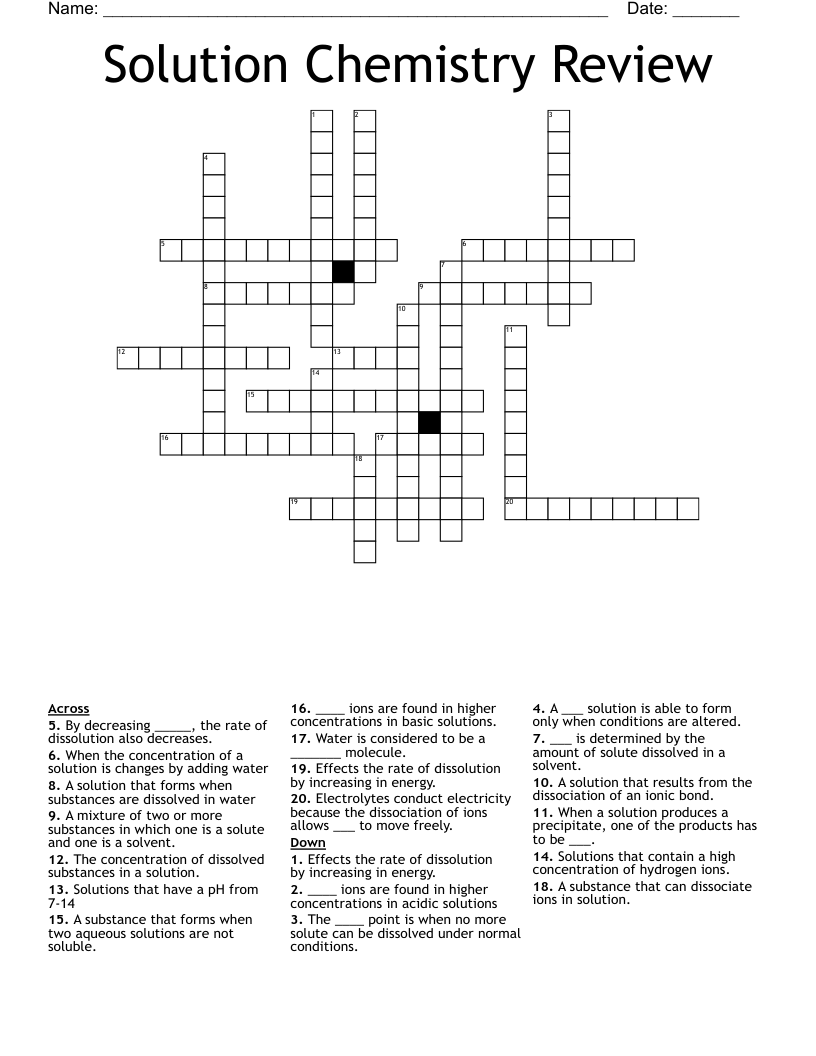 Solution Chemistry Review Crossword