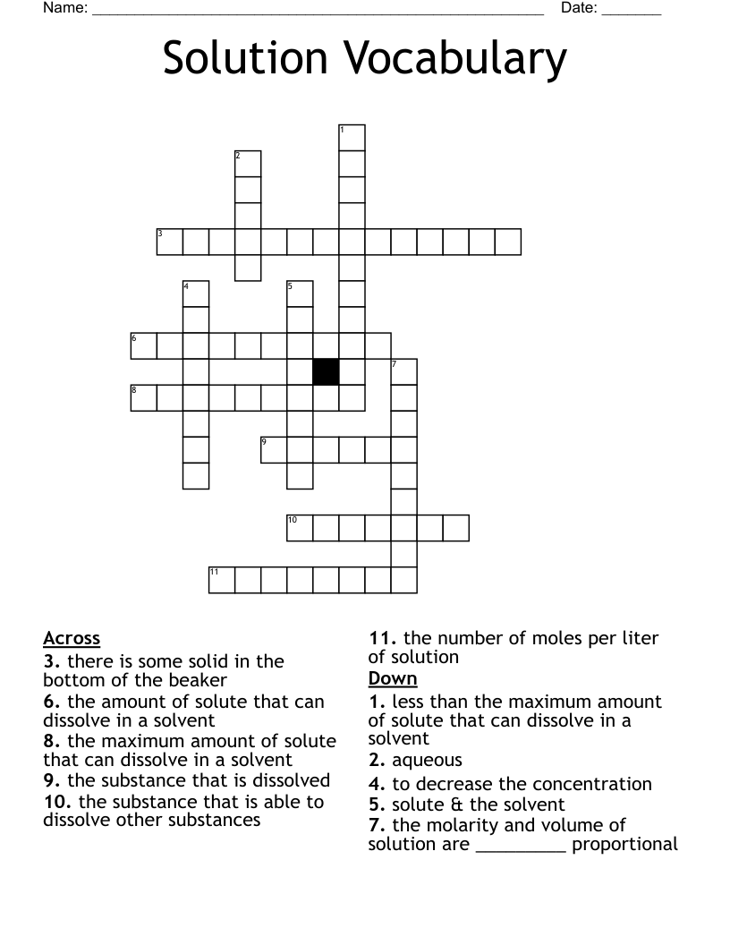 Solution Vocabulary Crossword