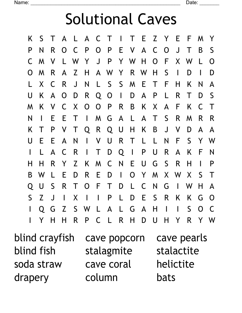 Solutional Caves Word Search