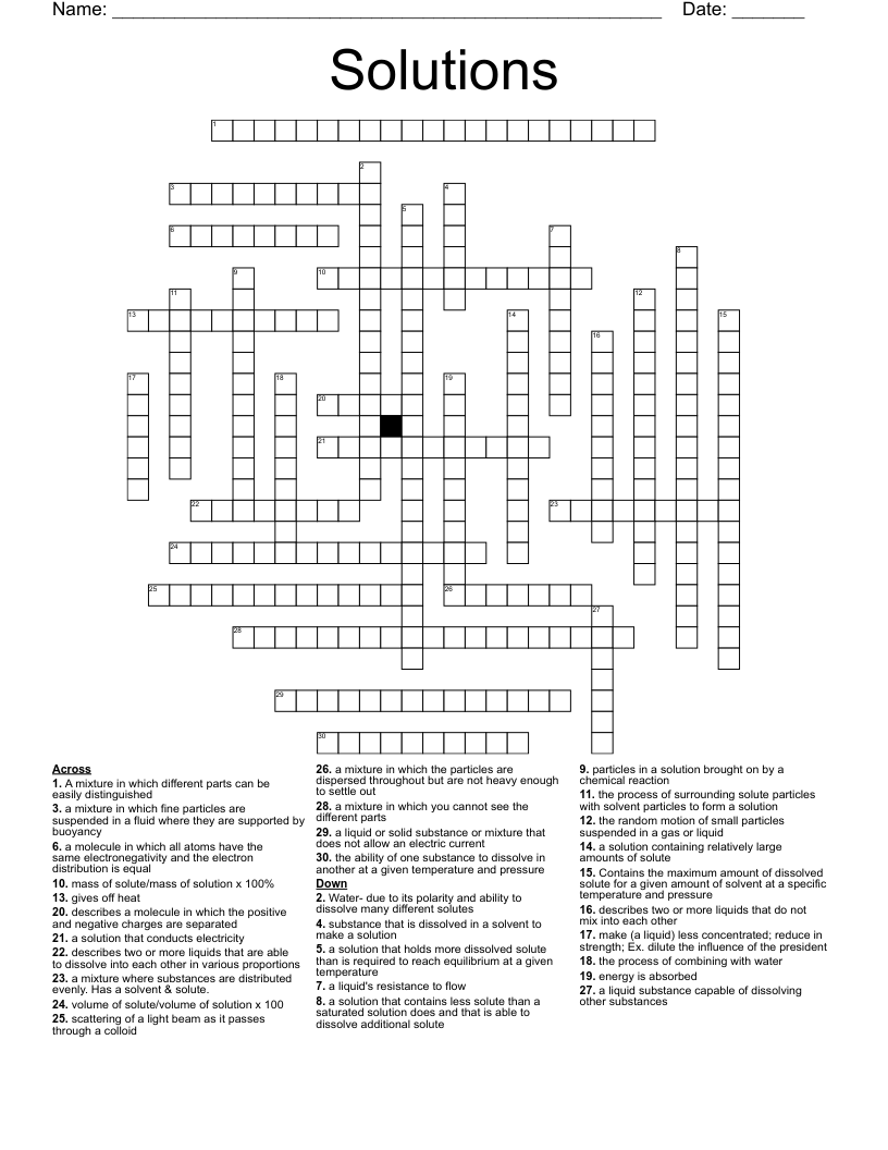 Solutions Crossword