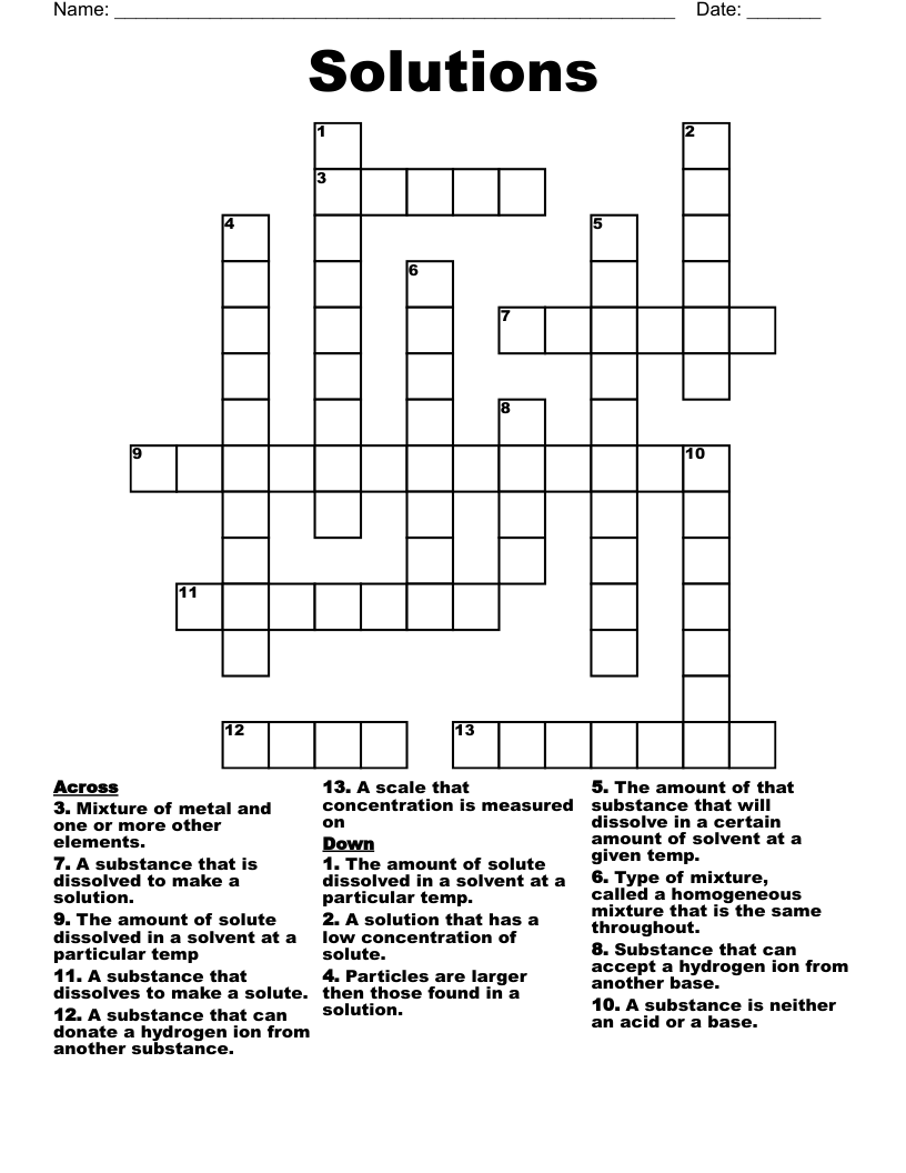 Solutions Crossword