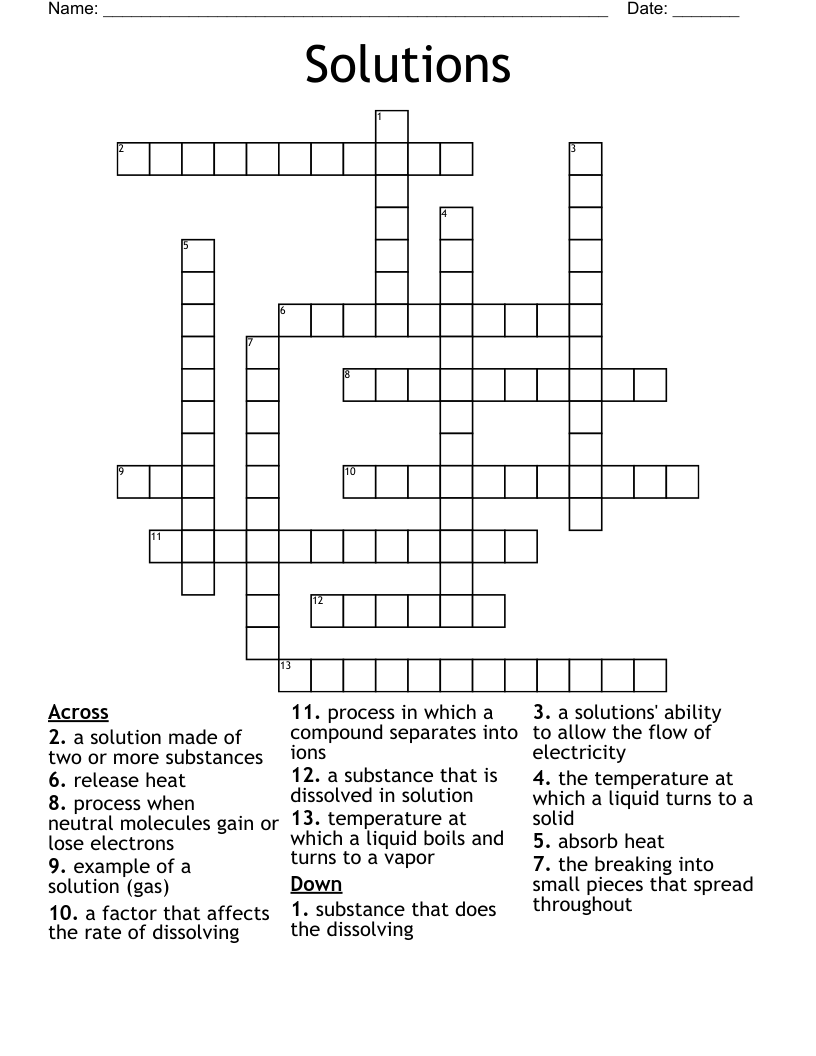 Solutions Crossword