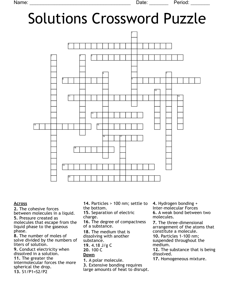 Solutions Crossword Puzzle