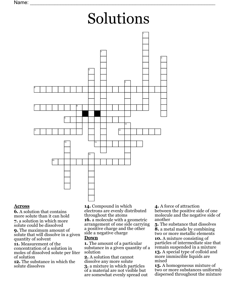 Solutions  Crossword