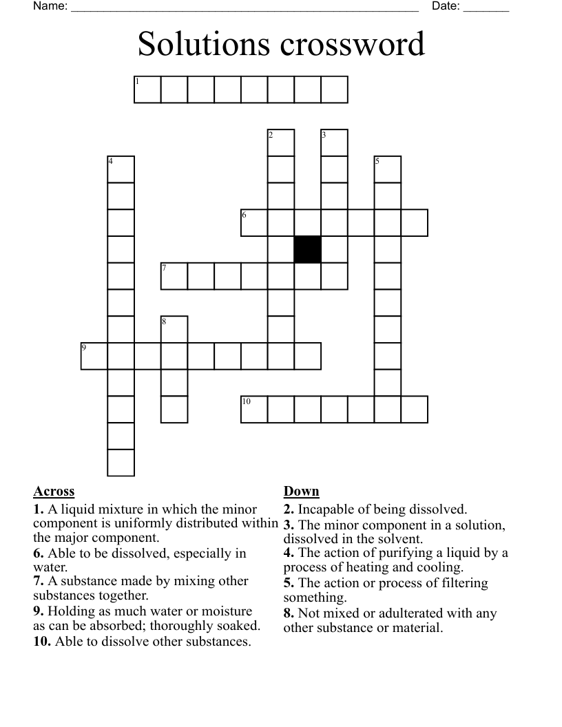 Solutions crossword