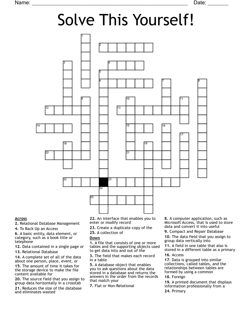 Solve This Yourself! Crossword