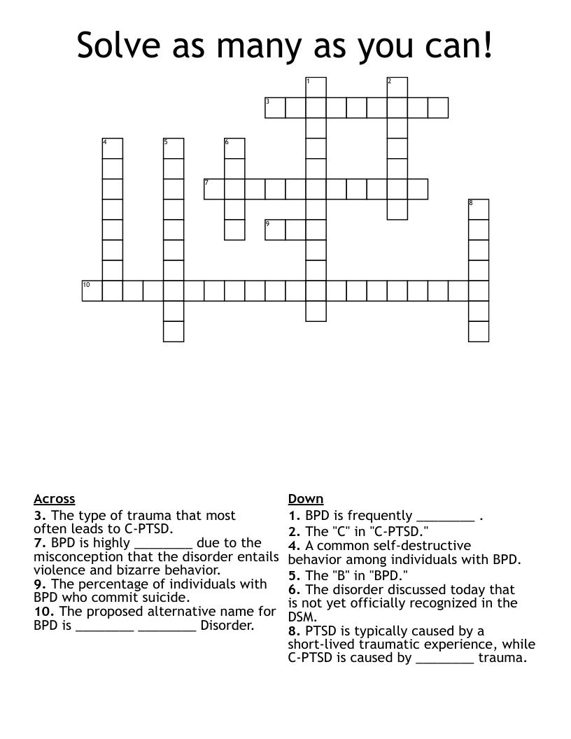 Solve as many as you can! Crossword