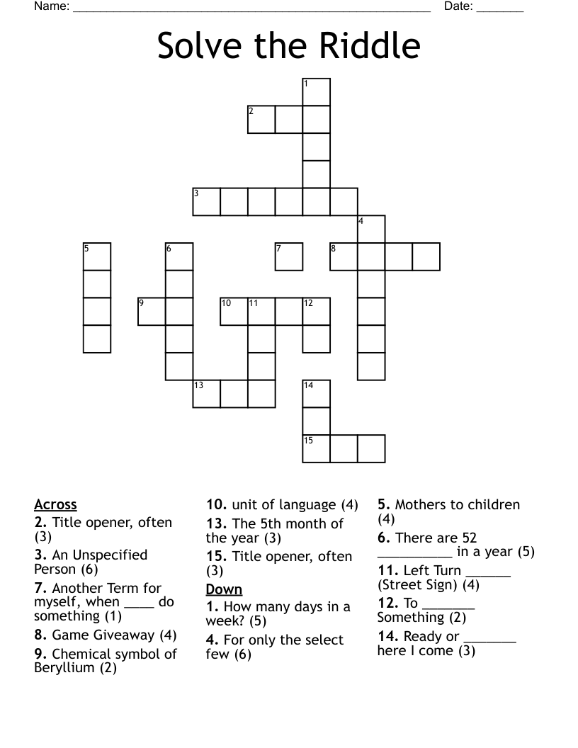 Solve the Riddle Crossword