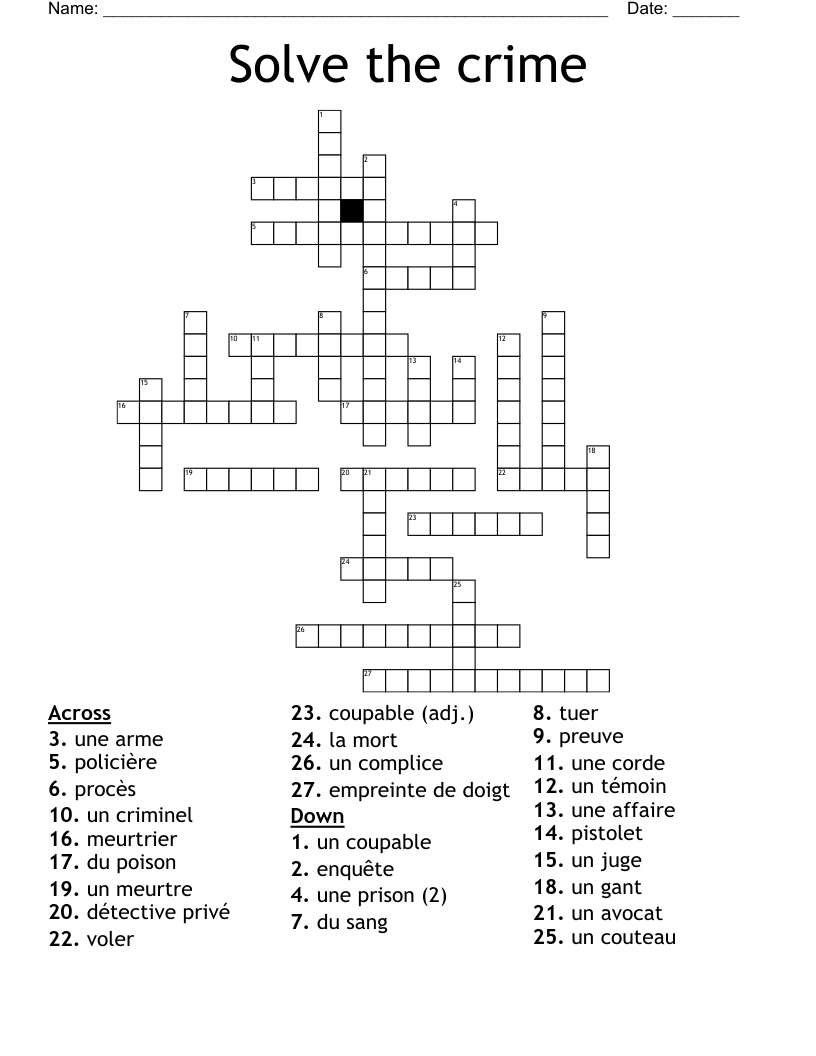 Solve the crime Crossword