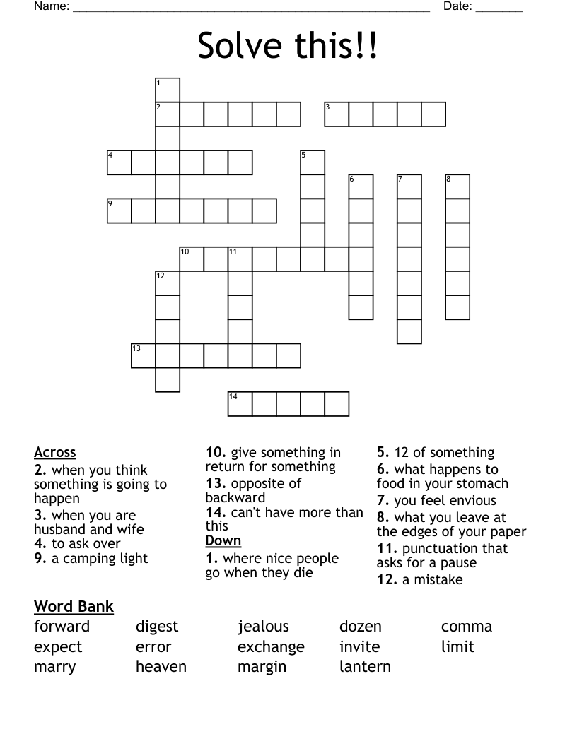 Solve this!! Crossword