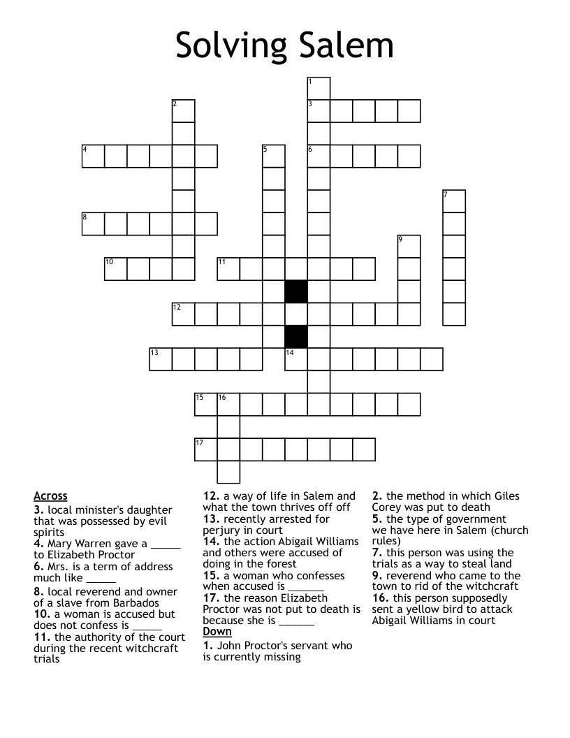 Solving Salem Crossword