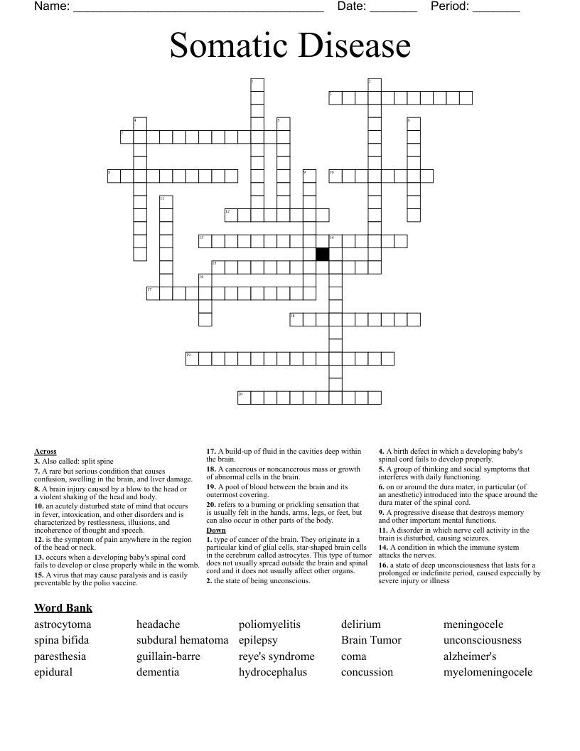Somatic Disease Crossword