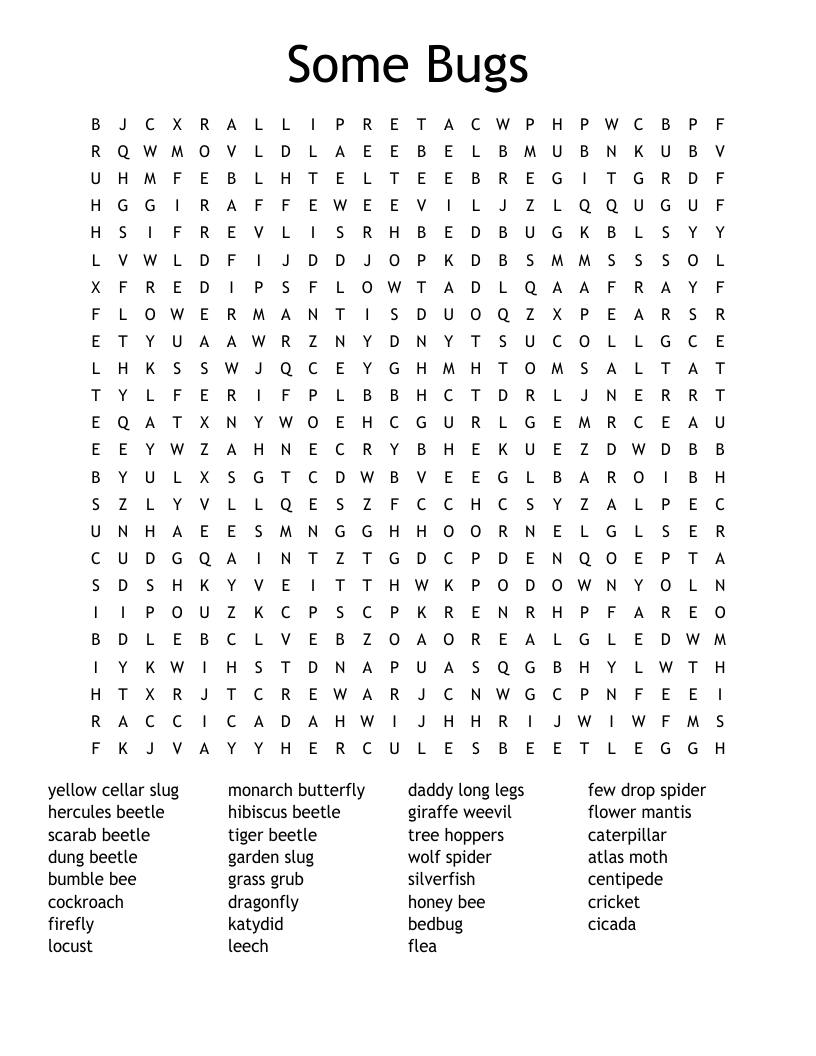 Some Bugs Word Search