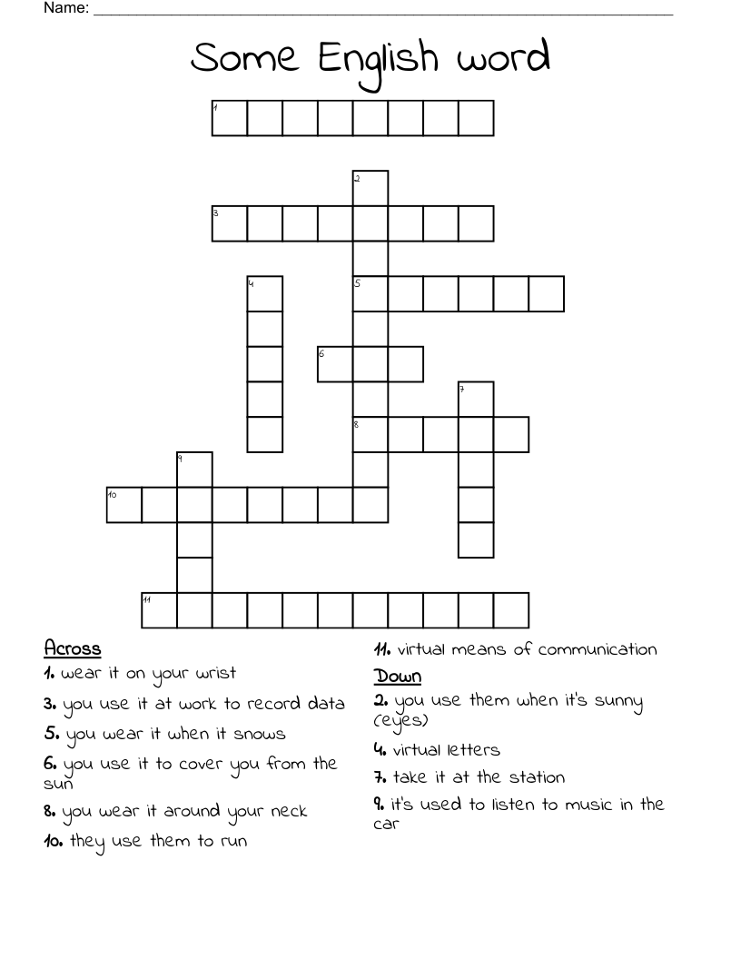 Some English word  Crossword