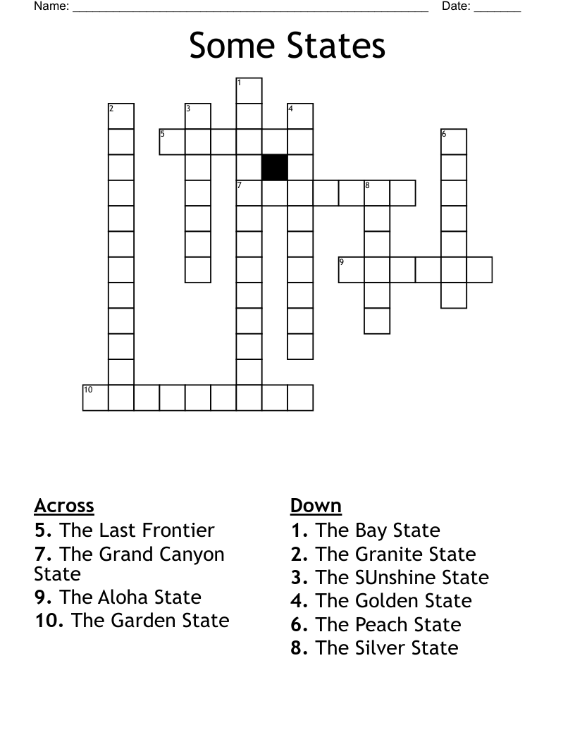 Some States Crossword
