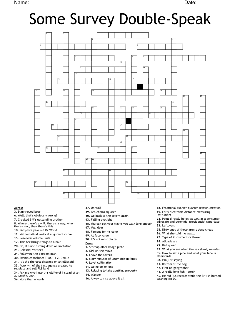 Some Survey Double-Speak Crossword