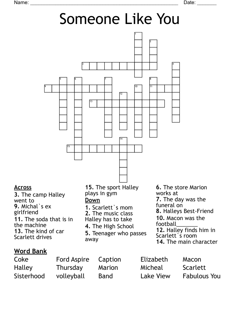 Someone Like You Crossword