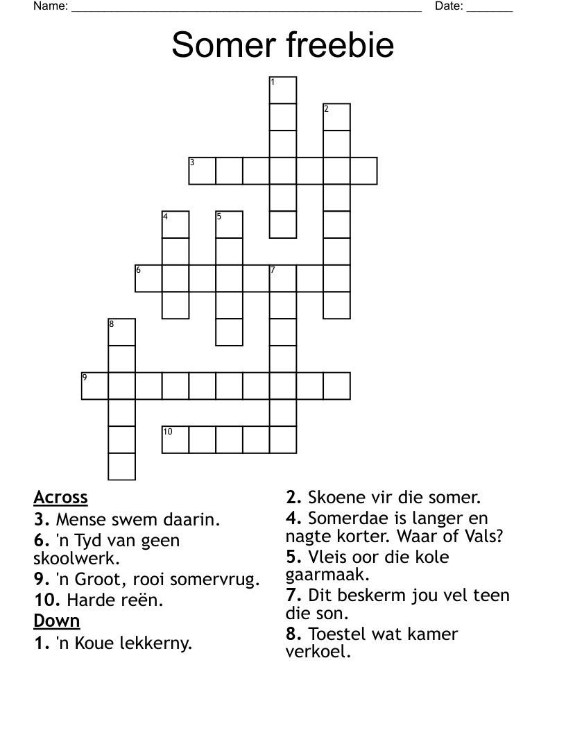 Somer freebie Crossword