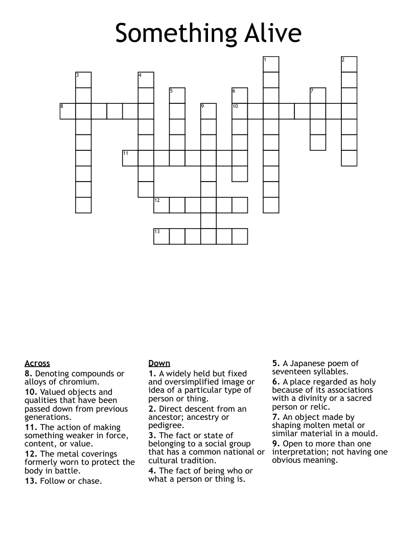 Something Alive Crossword
