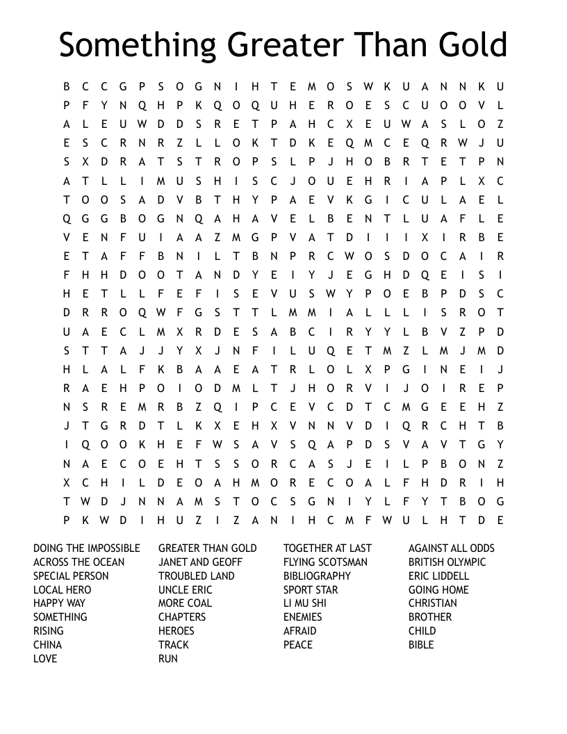 Something Greater Than Gold Word Search