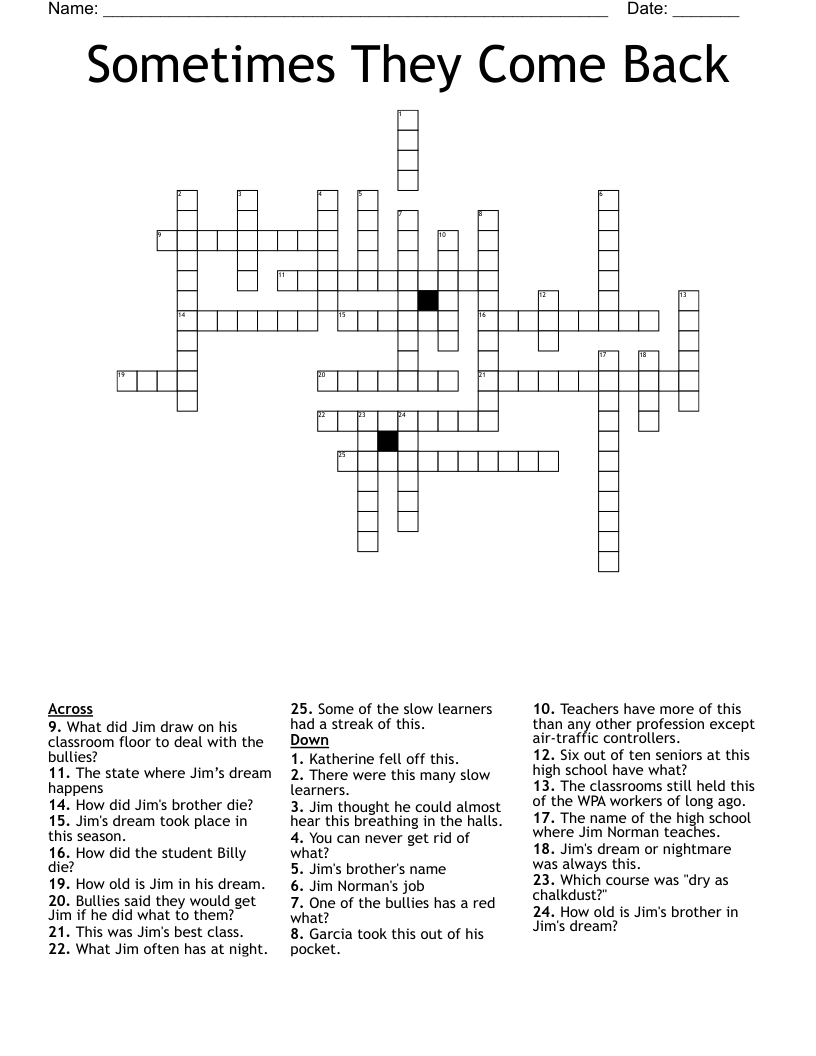 Sometimes They Come Back Crossword