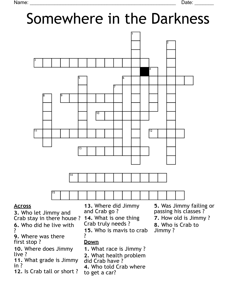 Somewhere in the Darkness Crossword