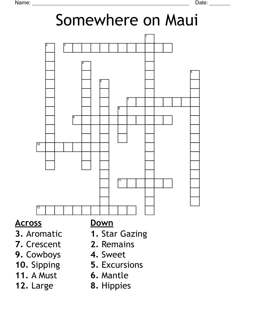 Somewhere on Maui Crossword