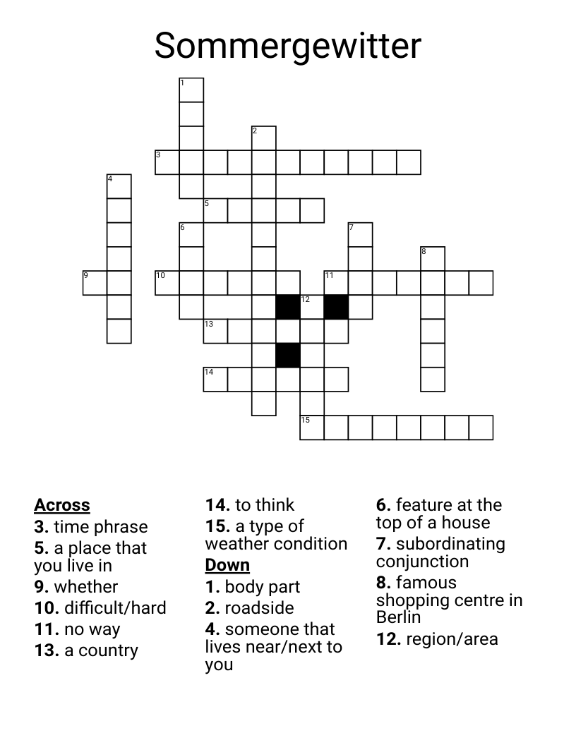 Sommergewitter Crossword