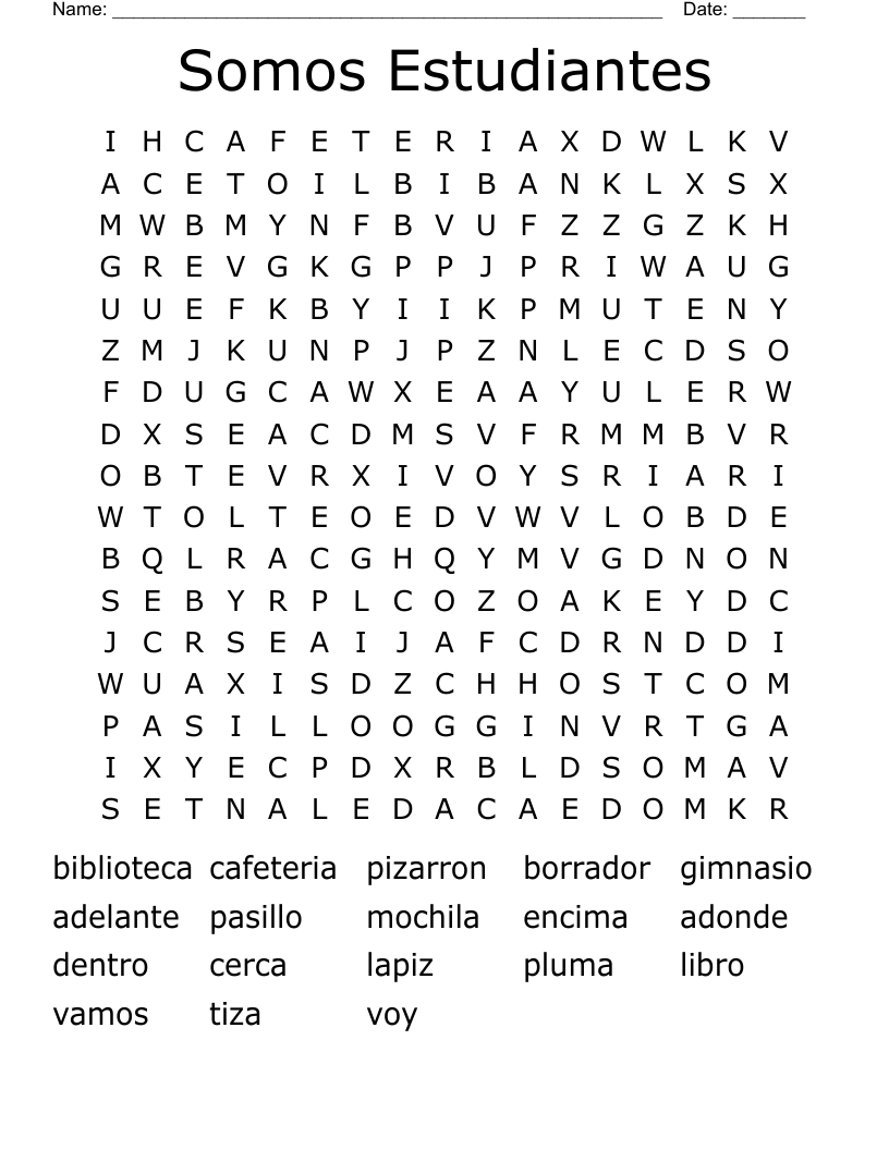 Somos Estudiantes Word Search