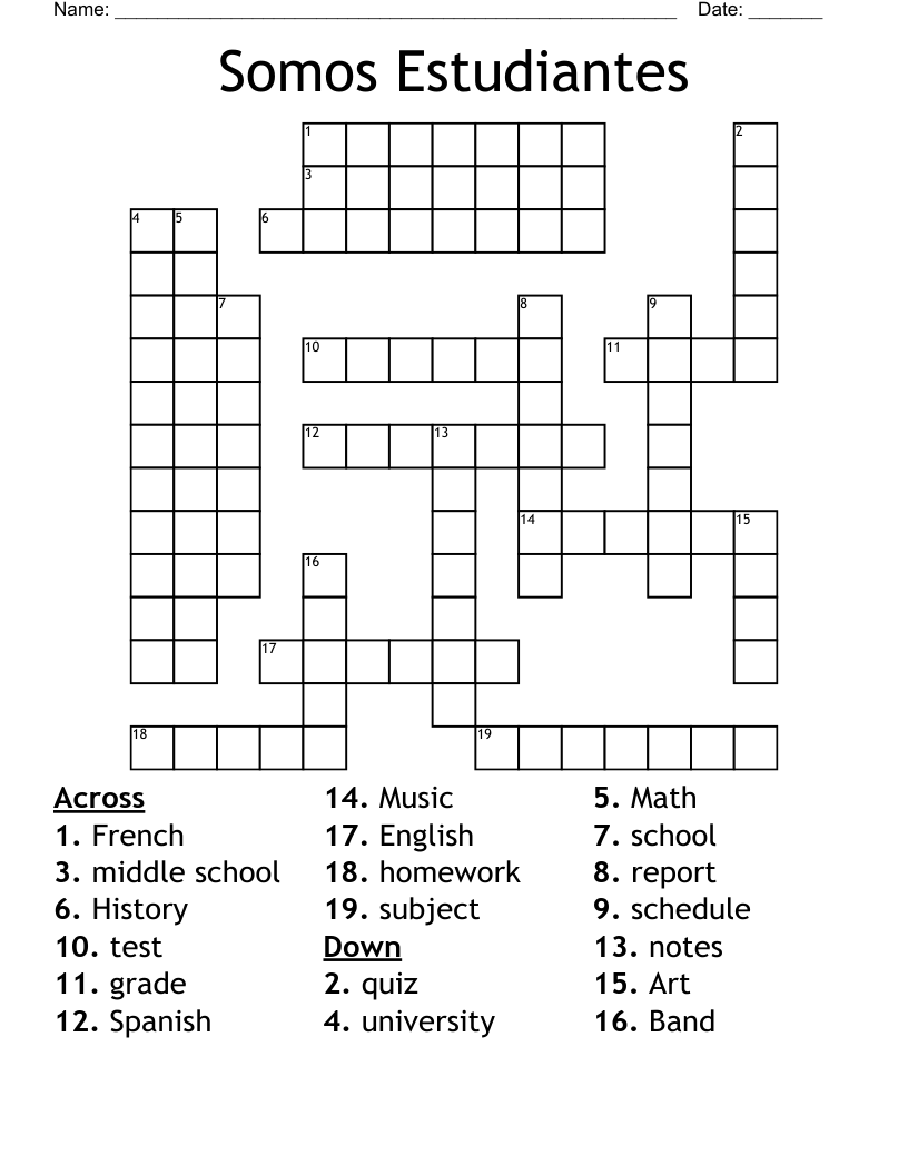 Somos Estudiantes Crossword