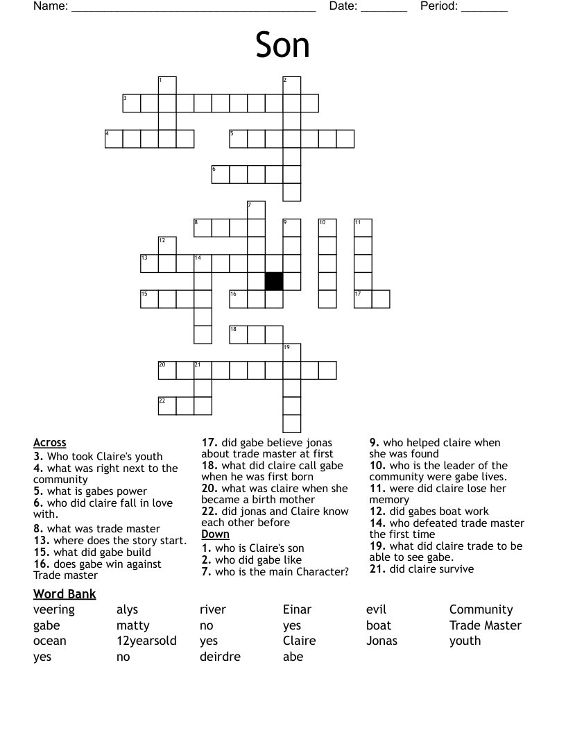 Son Crossword