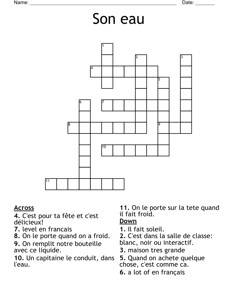 Son eau Crossword