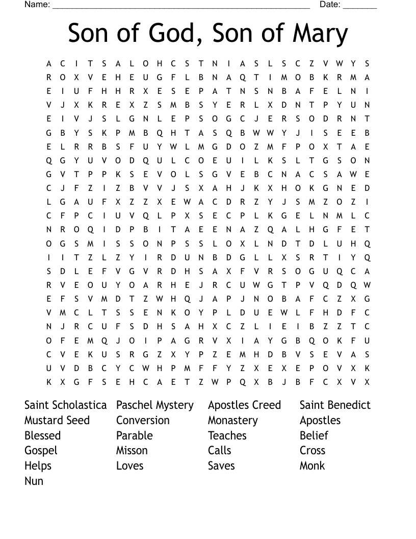 Son of God, Son of Mary Word Search