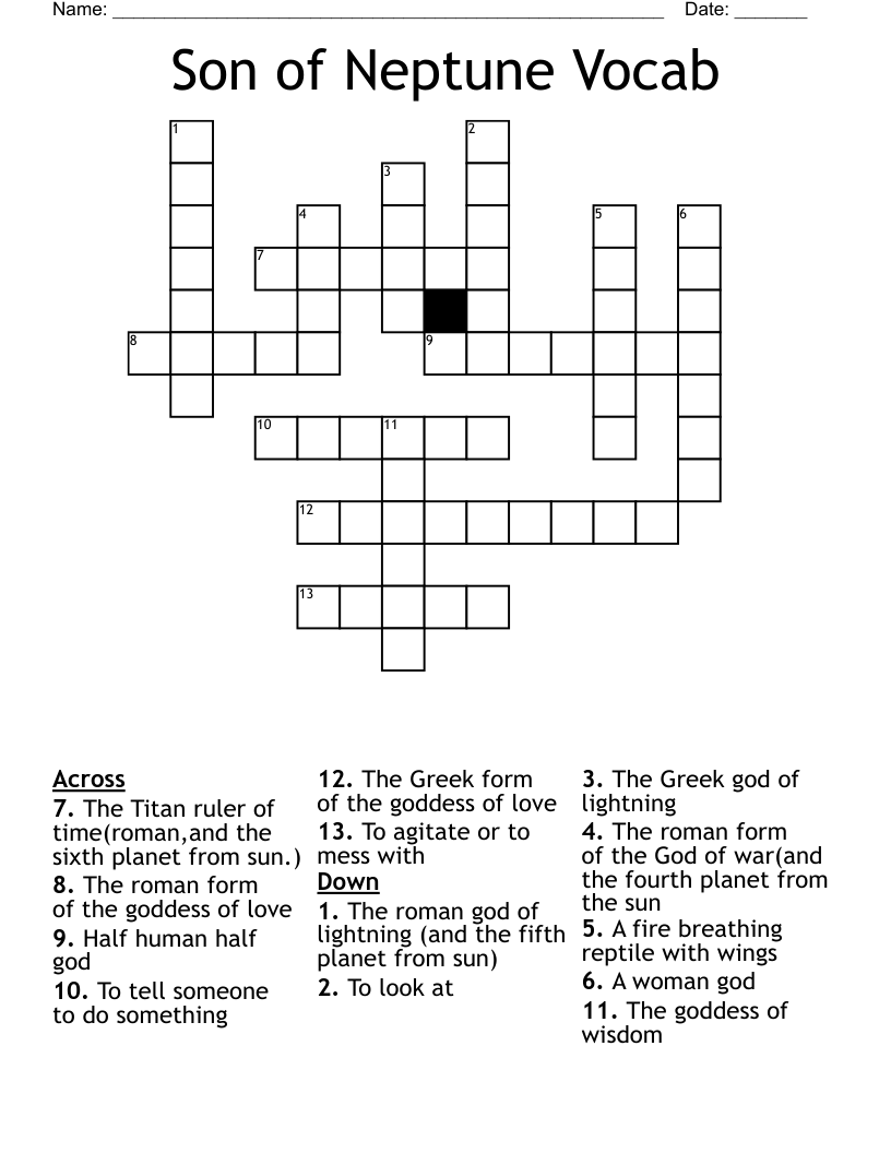 Son of Neptune Vocab  Crossword