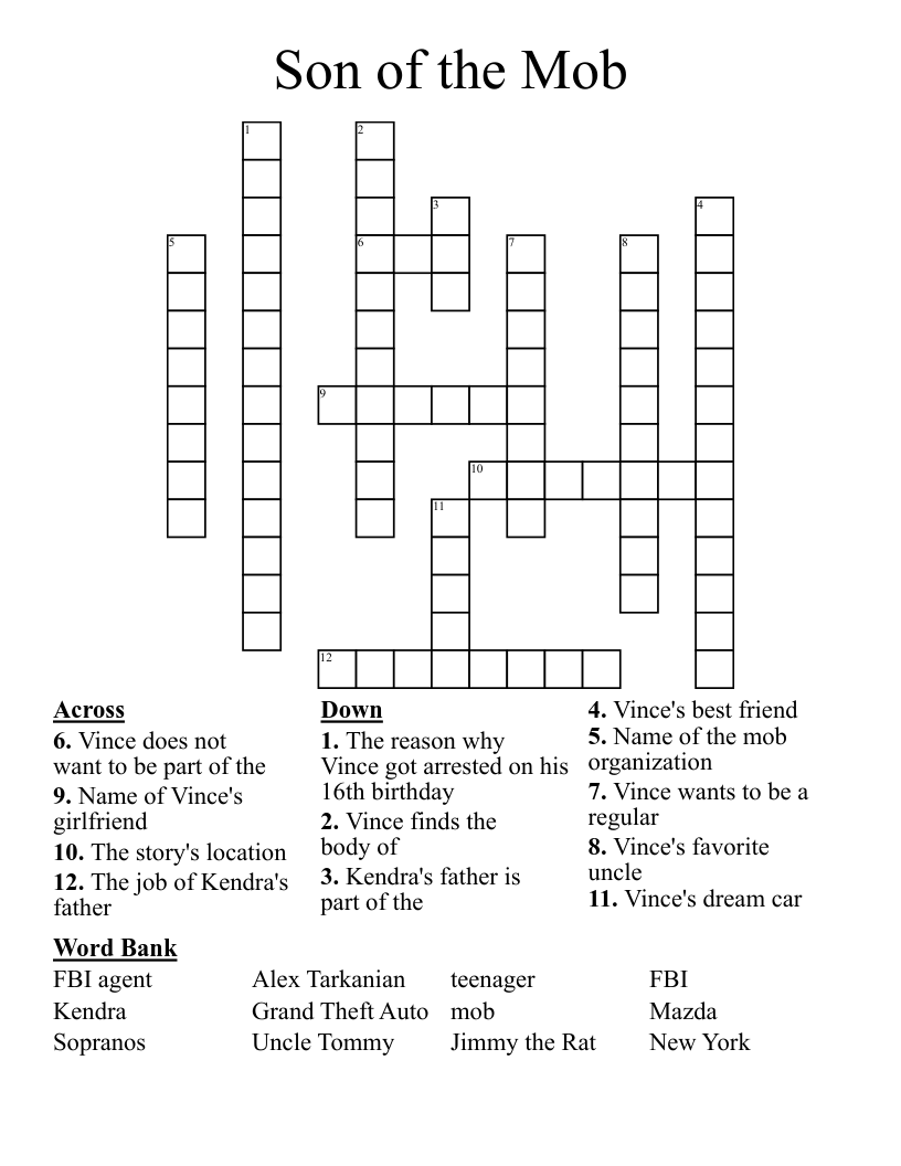 Son of the Mob  Crossword