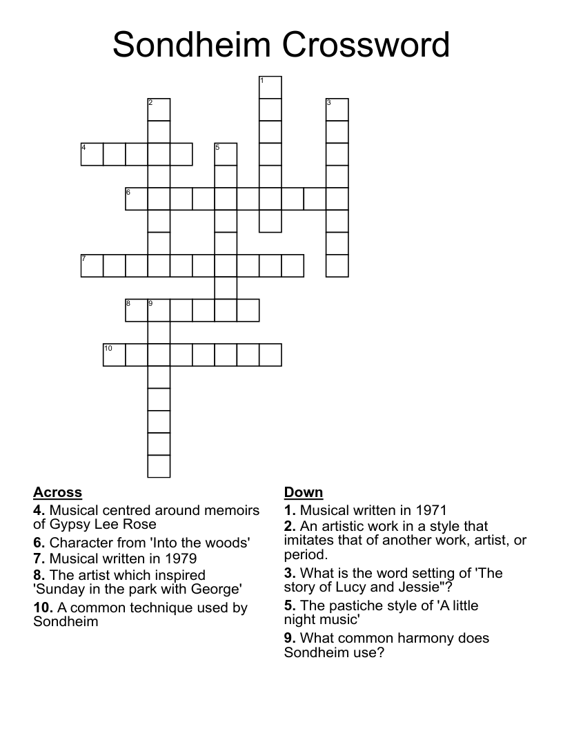 Sondheim Crossword