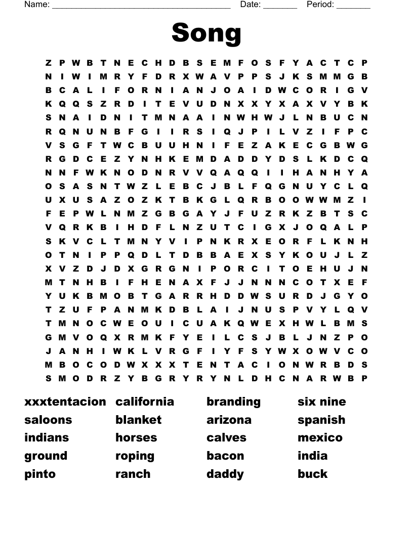 Song Word Search