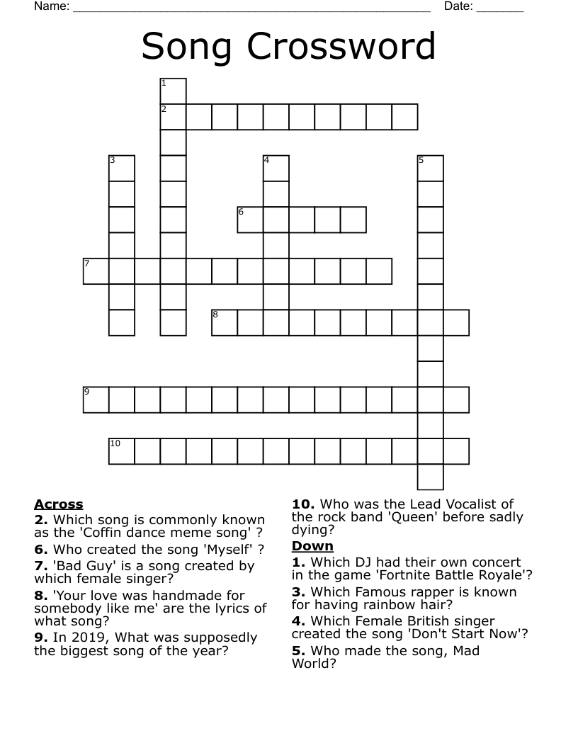 Song Crossword