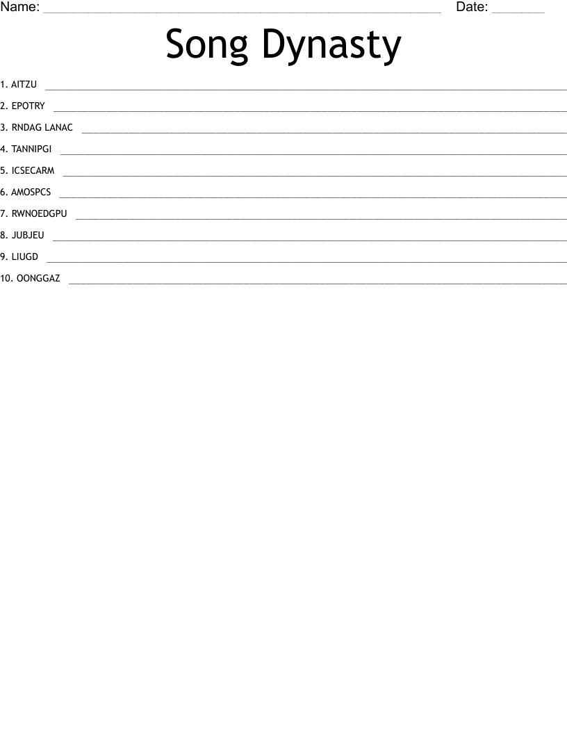 Song Dynasty Word Scramble