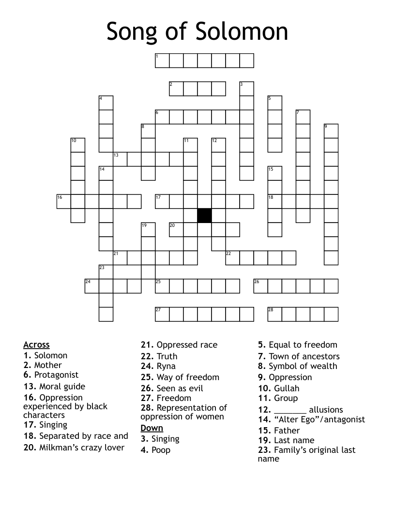 Song of Solomon Crossword