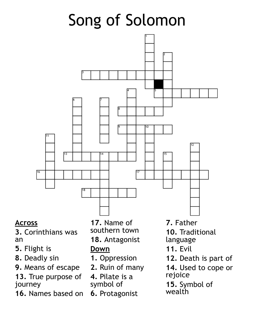 Song of Solomon Crossword