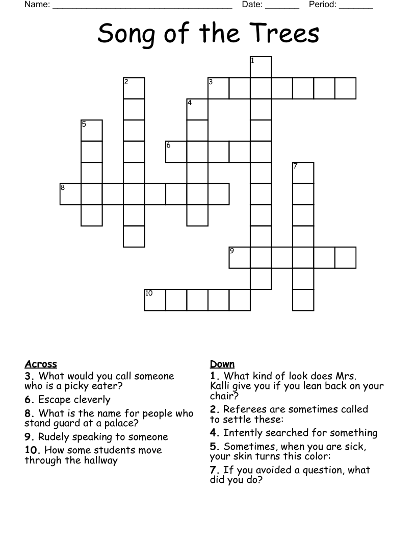 Song of the Trees Crossword